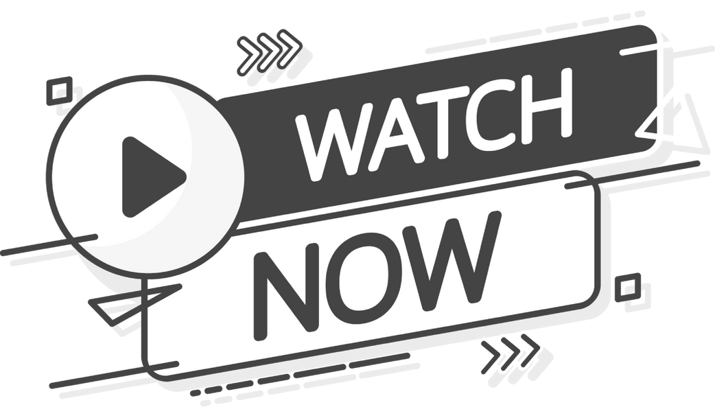 Watch now banner in flat style on white background. Play vid